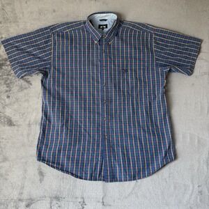 Woods & Gray Men's XL Plaid Shirt Short Sleeve Button Down Cotton Red Green Navy